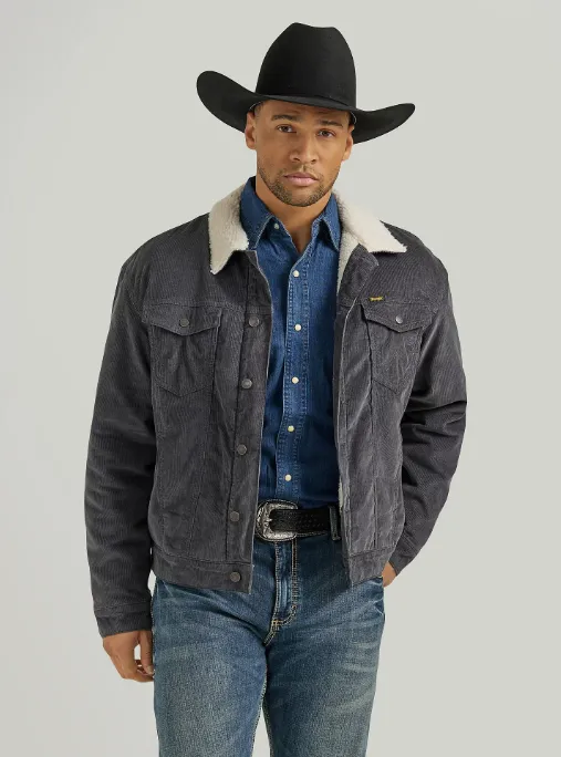 Wrangler Men's Rustic Stone Cowboy Cut Sherpa Lined Corduroy Jacket 112352865